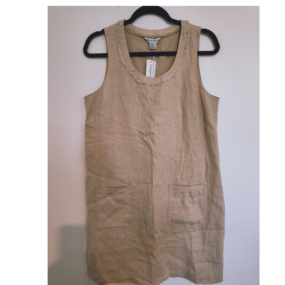 Tommy Bahama Two Palms Patch Pocket Linen Shift Dress Natural SW622585 Medium
